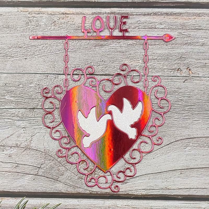 Couple Bird Heart Sign Frame Metal Cutting Dies Stencil DIY Embossing Template