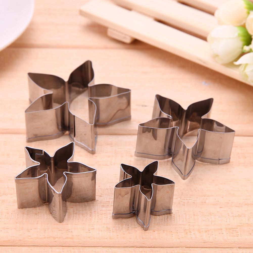 Roses Calyx Fondant Cake Decor Tools Stainless Steel Baking Mold (4pcs)