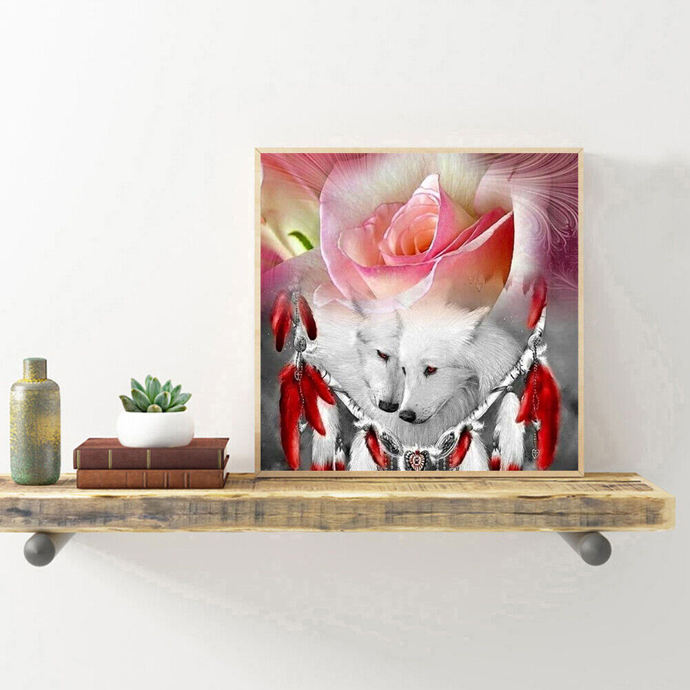 Diamond Round Drill DIY Wolf Dream Catcher Picture 5D Full Art Painting Kit