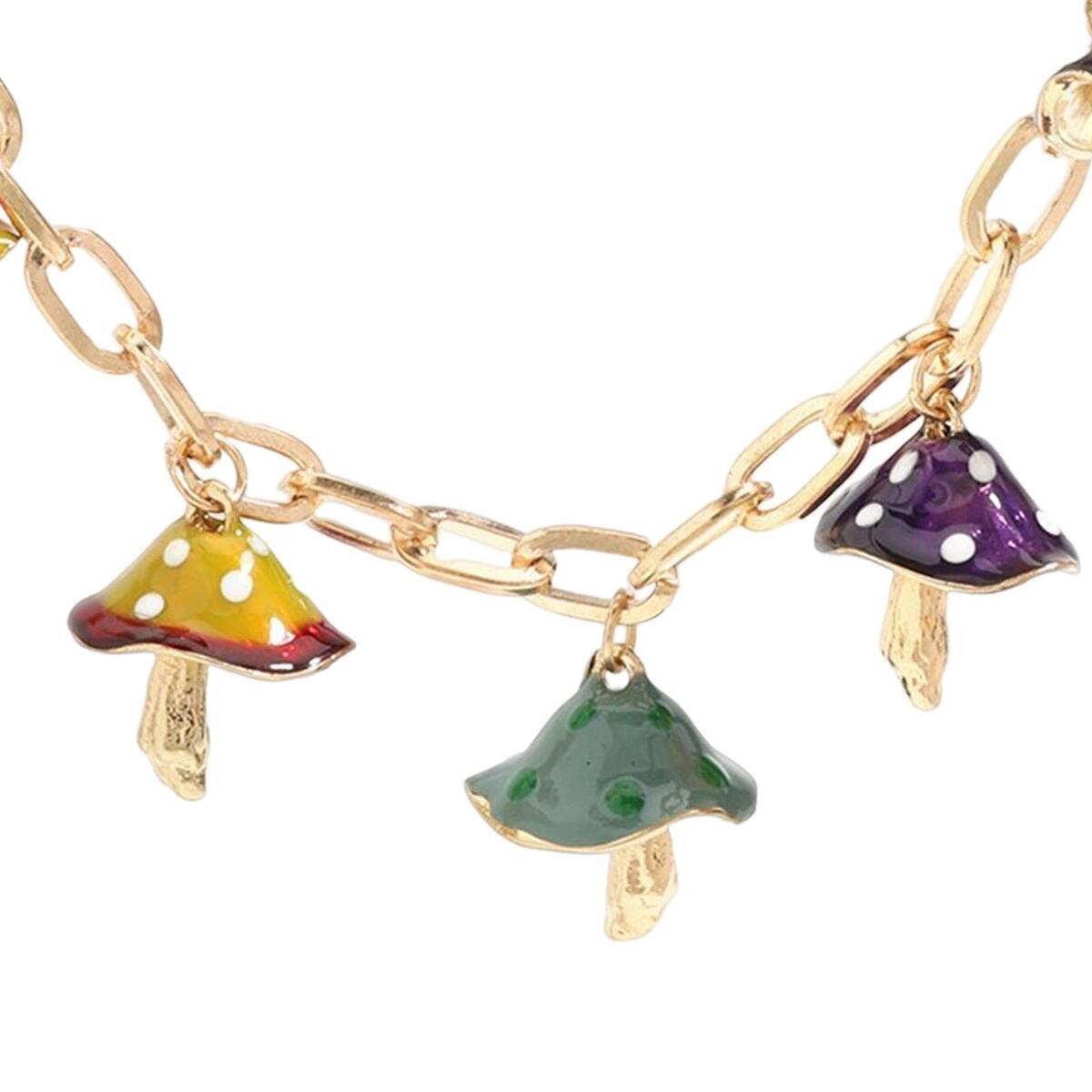 Mushroom Pendant Necklace Fashion with Extension Chain Colorful for Women