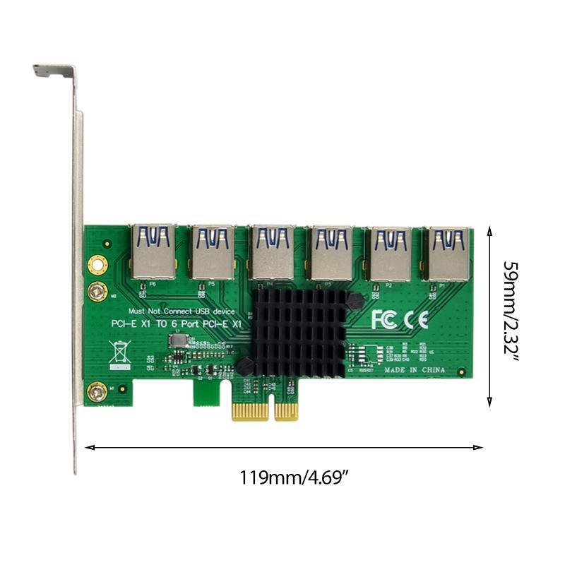 6-Port USB 3.0 PCI Express Riser Card PCI-E Expansion Adapter PCIE USB3.0 HUB