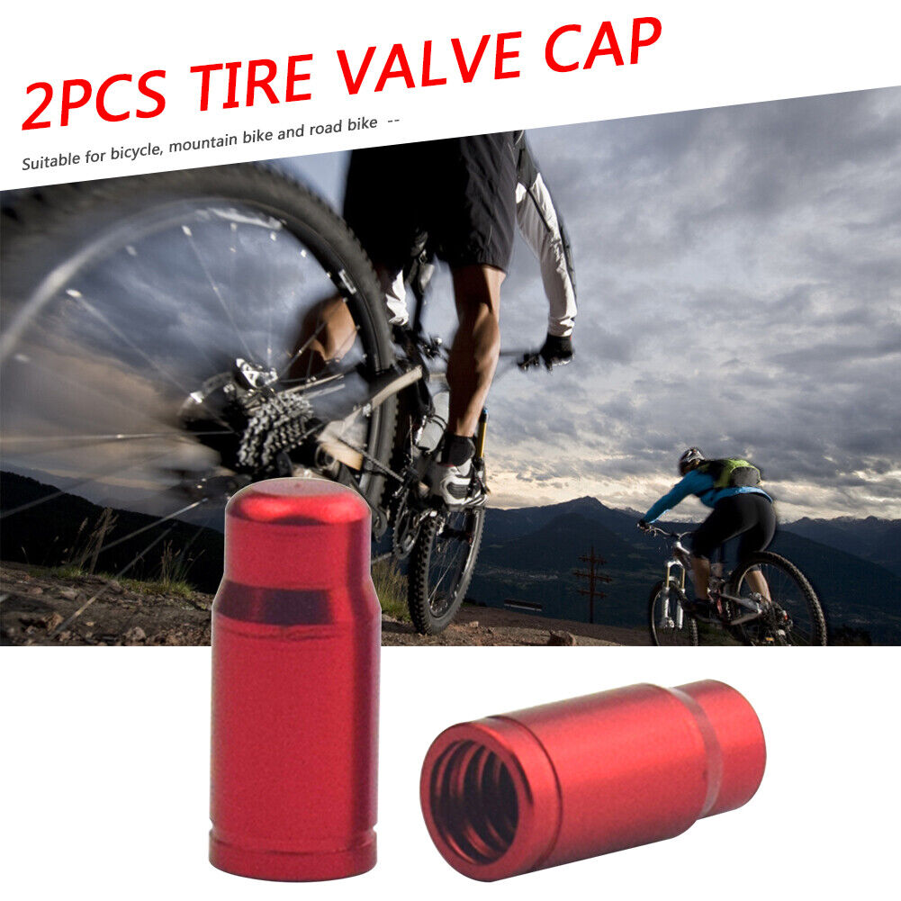 2x Bicycle Presta Tire Valve Cap Aluminum Alloy Bike Valve Cover (Red)