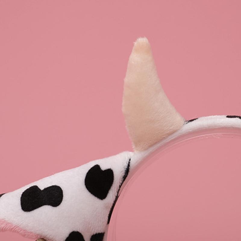 Plush Animal Cow Ears Headdress Lolita Headwear Long Tail Furry Hair Hoop