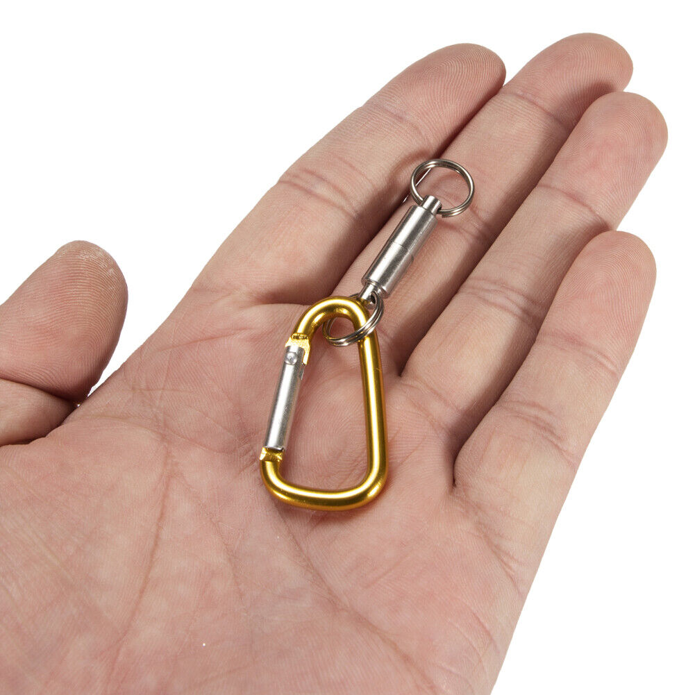 Steel Fishing Magnetic Release Carabiner Clip Holder with Coil Rope Lanyard