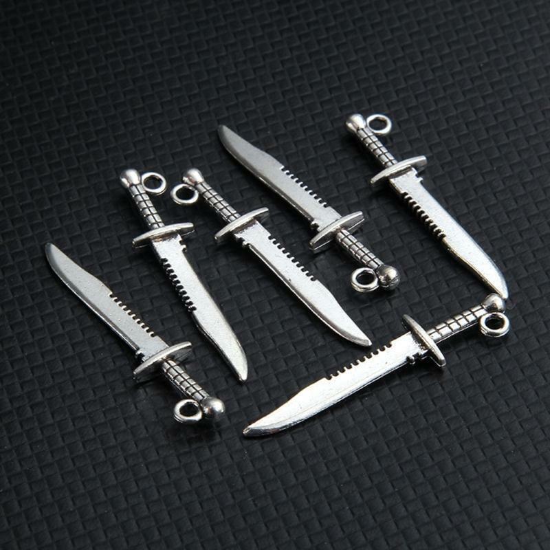 10 Pcs Charm Sword Dagger Pendants for Necklace Bracelet Jewelry Making Findings