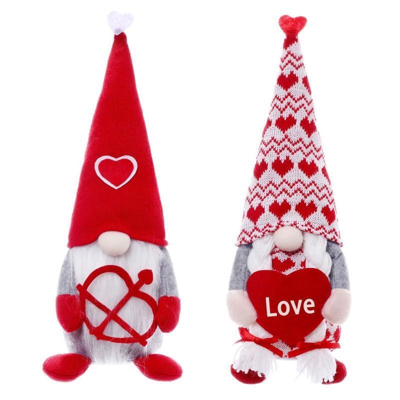 2pcs Valentines Day Gnome Plush Mr and Mrs Scandinavian Tomte Elf Decorations