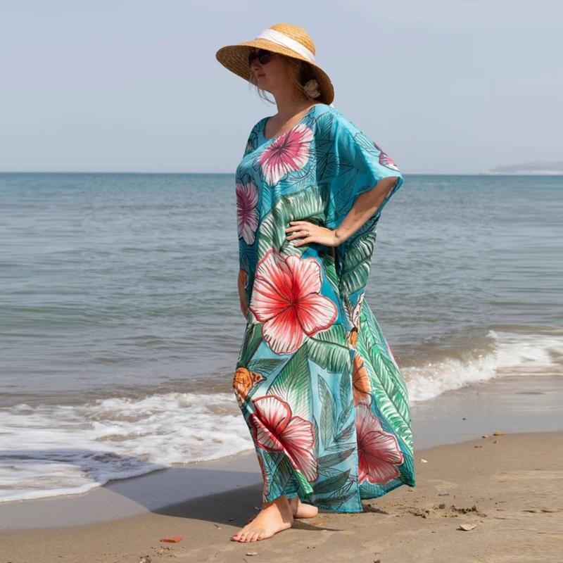 Women Summer Dress Plus Size Beach Cover Up Dress Sun Protection Loose Dress Ins