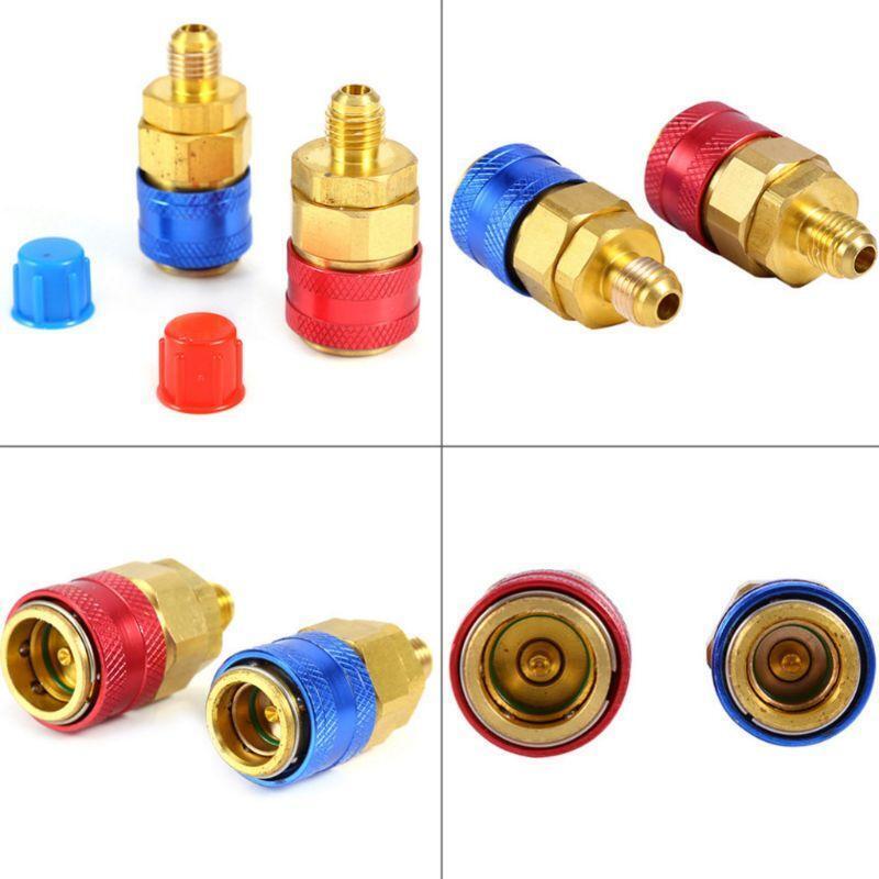 1 Pair Freon R134A H/L Car Quick Coupler Connector Brass Adapters Refrigerant