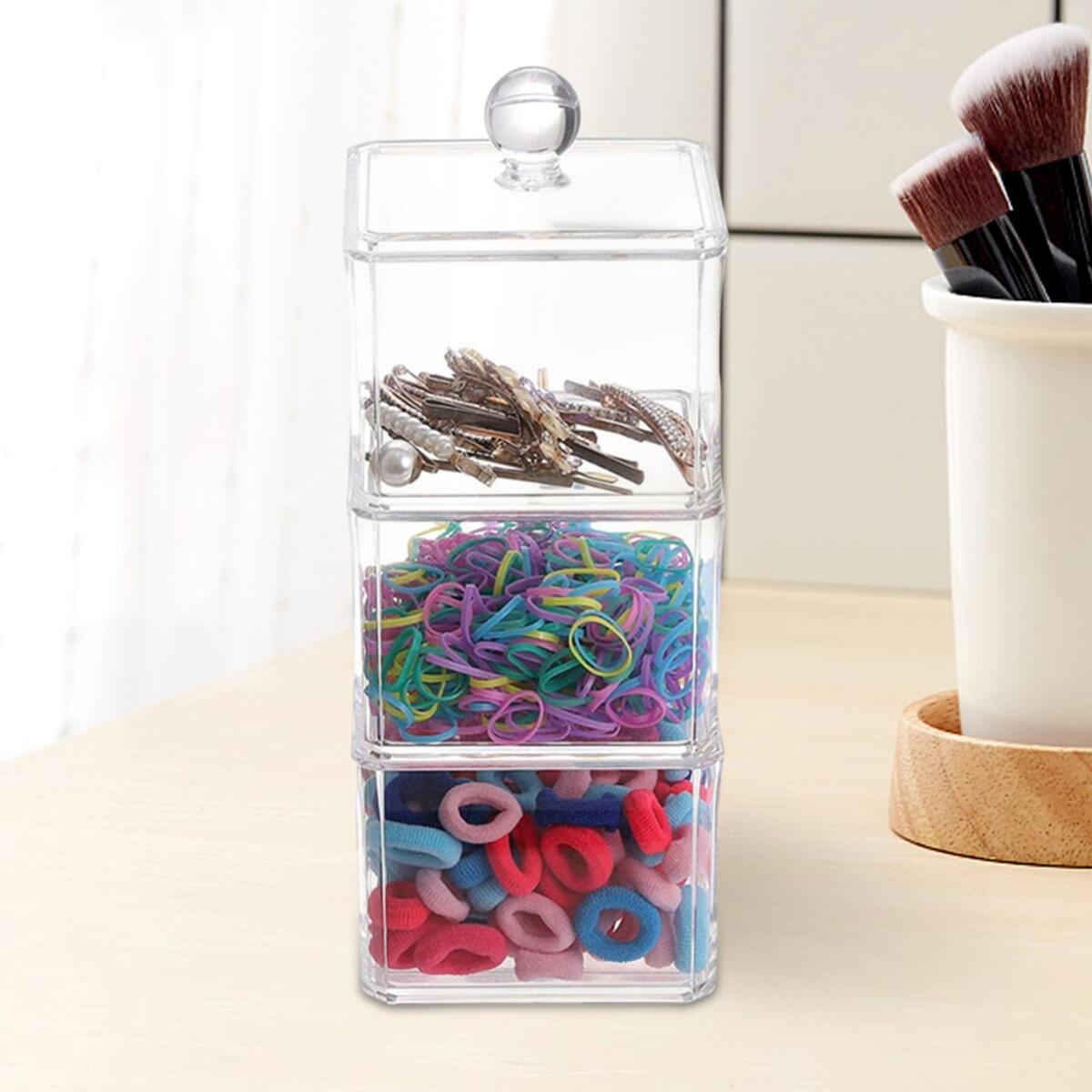 Clear Stackable Cotton Pad Storage Box with Cover Organizer Chic Cosmetic Holder