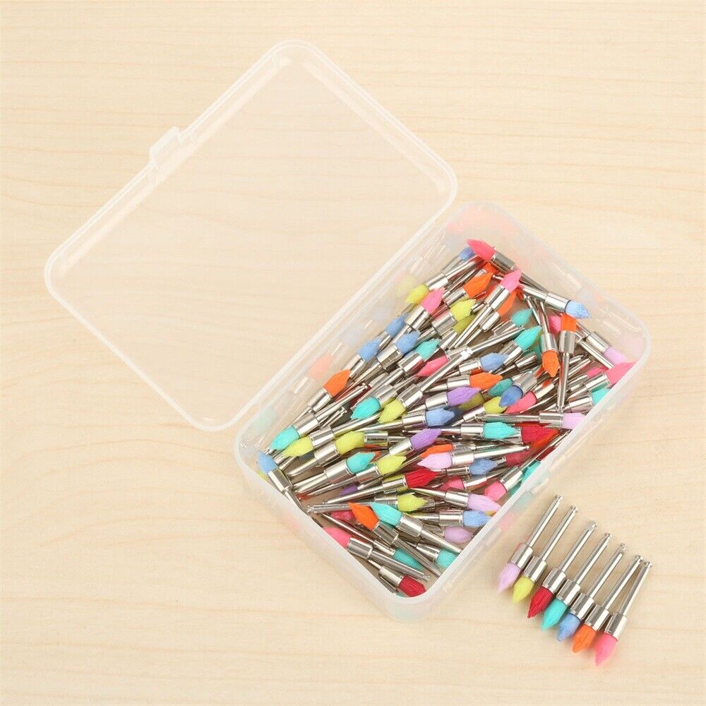 100pcs Mixed Color Dental Prophy Brushes Polishing Taperd Polisher Copper Nylon