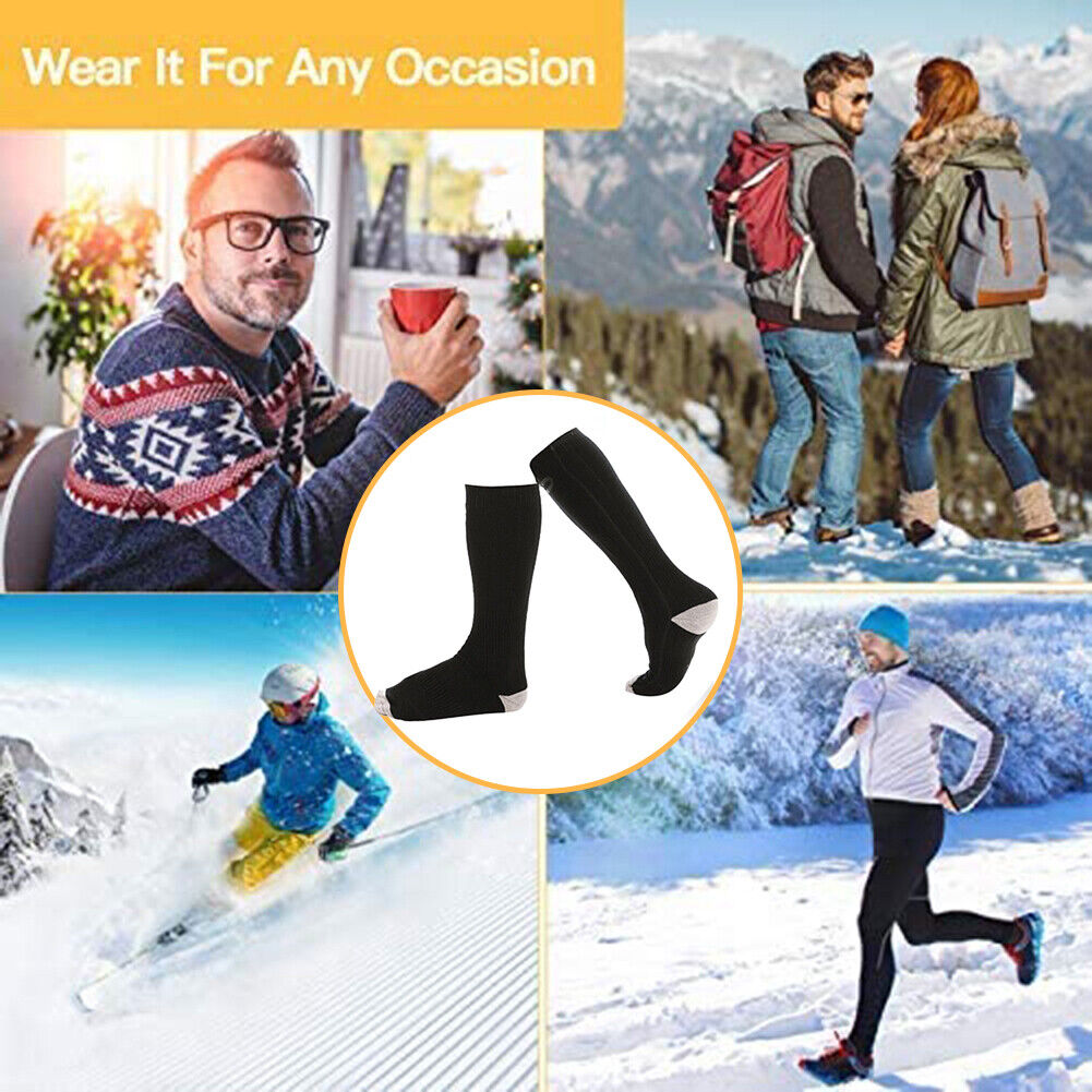 2pcs Electric Heating Socks Foot Warmer Stockings (Black 4500mAh Battery)