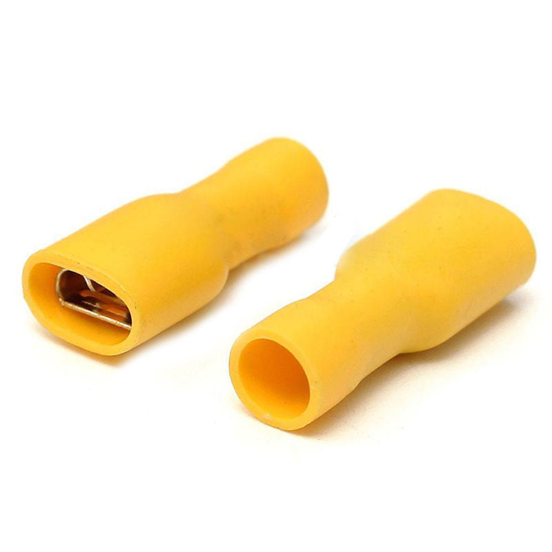100Pcs Insulated Crimp Spade Terminal Wire Cable Connector Female Yellow 12 V0E7