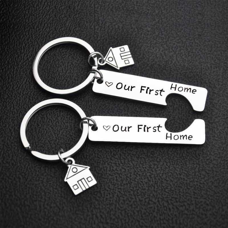 Couple Keychain for House Key Scratch Resistant Our First Home Portable Key Ring