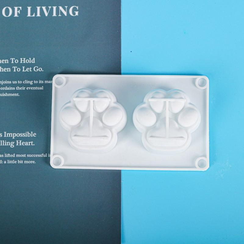 2 Cavities Cute Cat Paw Silicone Mold DIY Handmade Soap Candles Making Mould