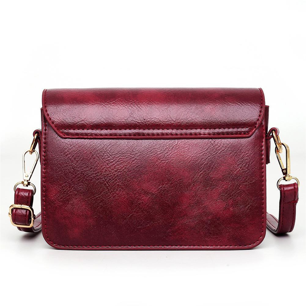 Women Crossbody Bags Leather Fashion Solid Small Shoulder Handbag (Red)