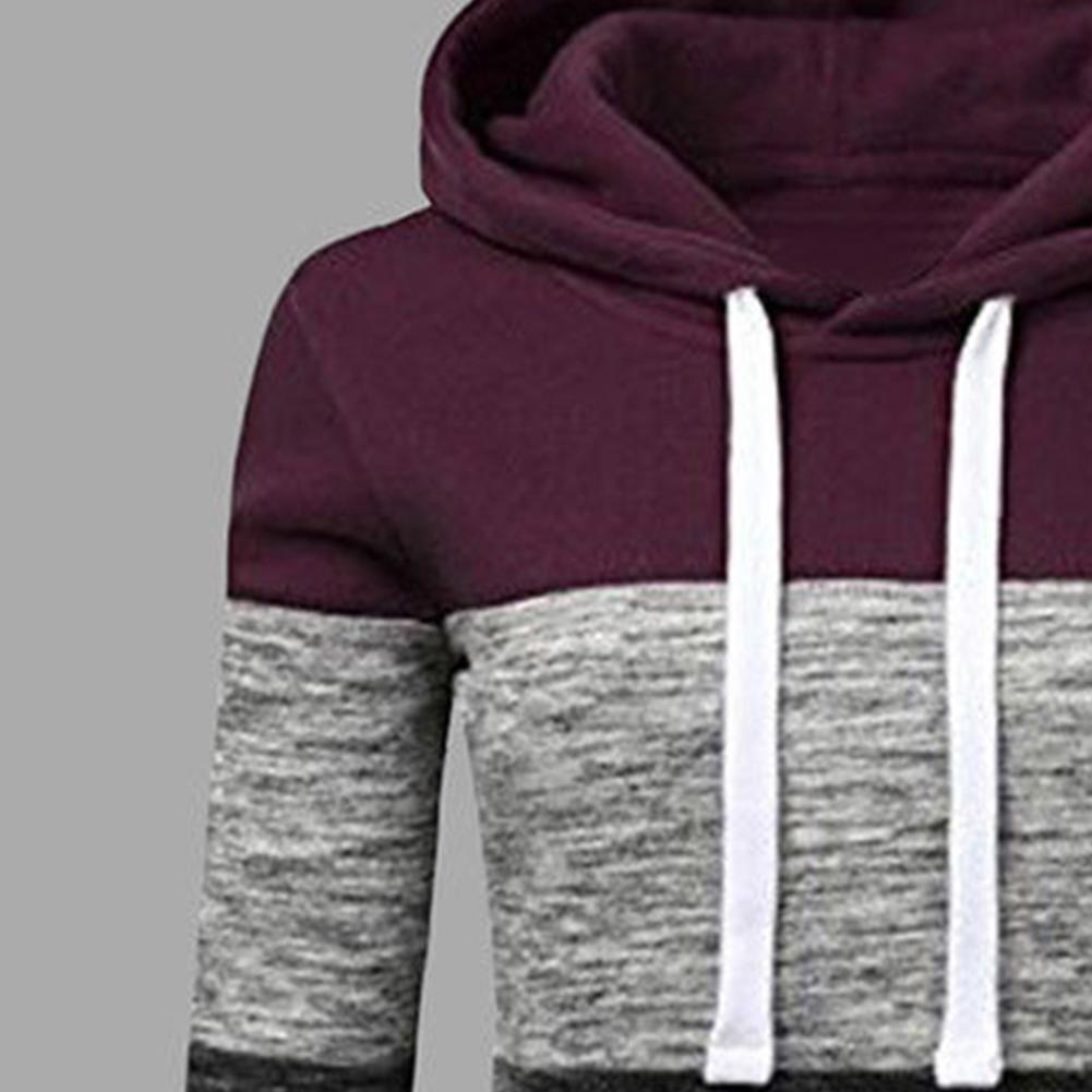 Stitching Women Long Sleeve Hit Color Autumn Leisure Hoodies (Red XL)