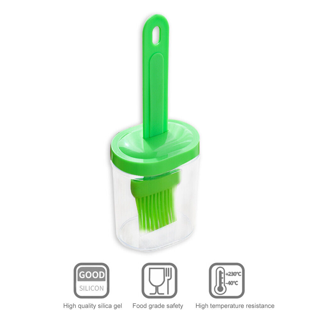 Portable Silicone Oil Bottle with Brush BBQ Grill Oil Pancake Tools (Green)