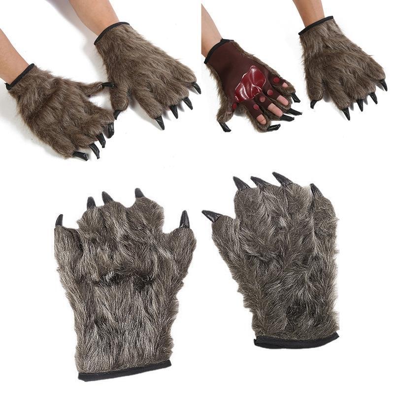 1 Pair Halloween Werewolf Gloves Werewolf Hand Costume Gloves Wolf Claw Hands