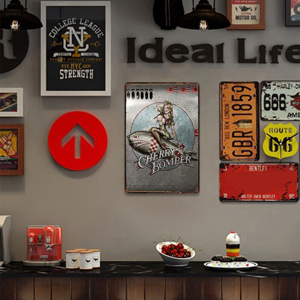 Cherry Bomber Metal Sign Plaque Wall Posters Home Art Painting Decorations