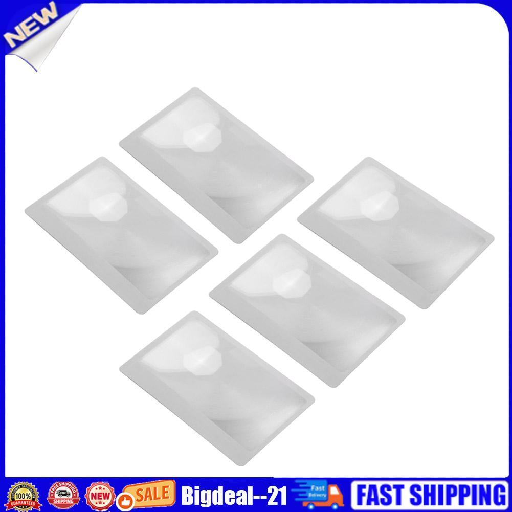 5pcs 3X Credit Card Shape Magnifiers Transparent Magnifier Fresnel Lens