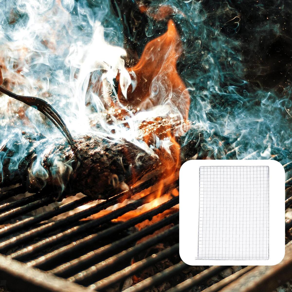 Barbecue Grill Grates Outdoor Camping Pot Rack Carbon Baking Net Non Stick L