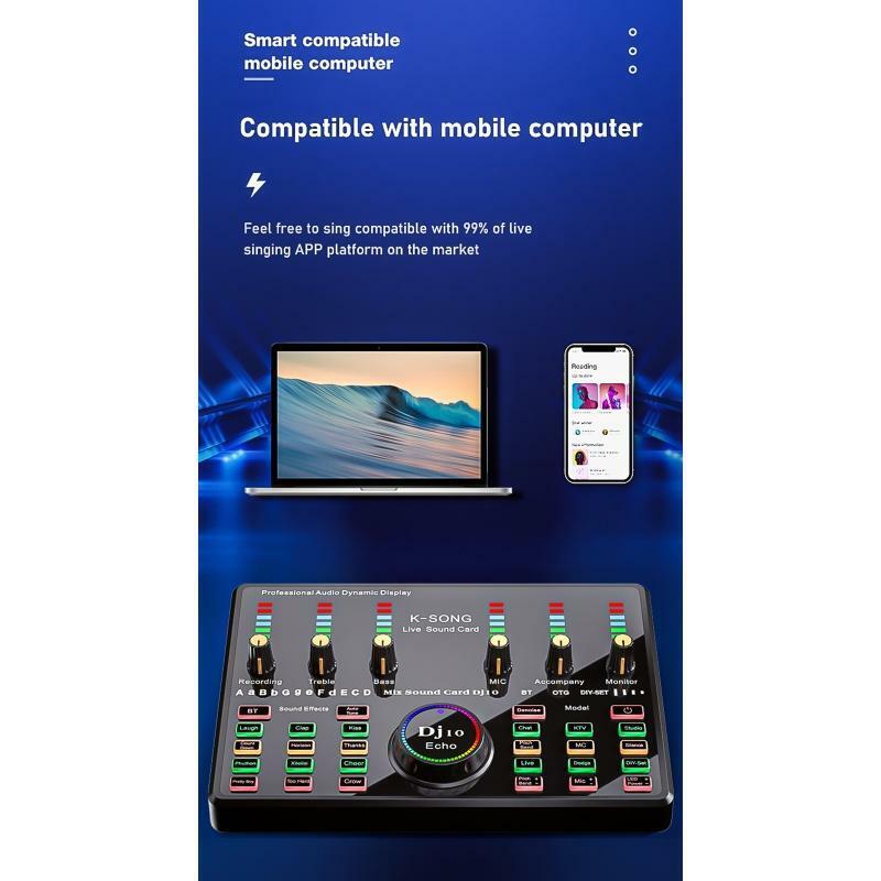Bluetooth-compatible Connect Phone Audio Mixer Sound Card Multiple Sound Effect