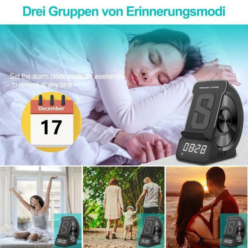 Wireless Alarm Clock Three-in-one Multifunctional Design Usb Charging for Phone
