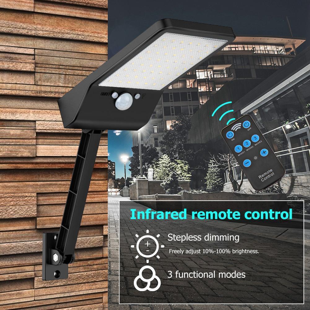 56LED Solar Motion Sensor Wall Light Remote Control Street Lamp (Black)