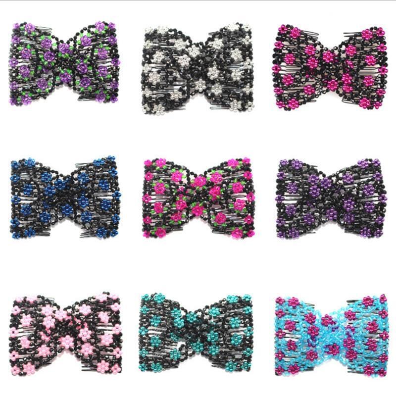 Magic Hair Comb Double Stretch Fashion Elastic Women Clips DIY Hairstyle Beaded