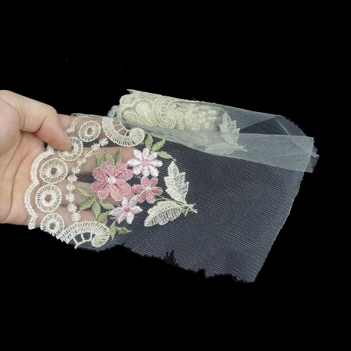 Embroidered Flower Tulle Lace Ribbon Edge Trim Sewing Craft DIY Wedding Dress