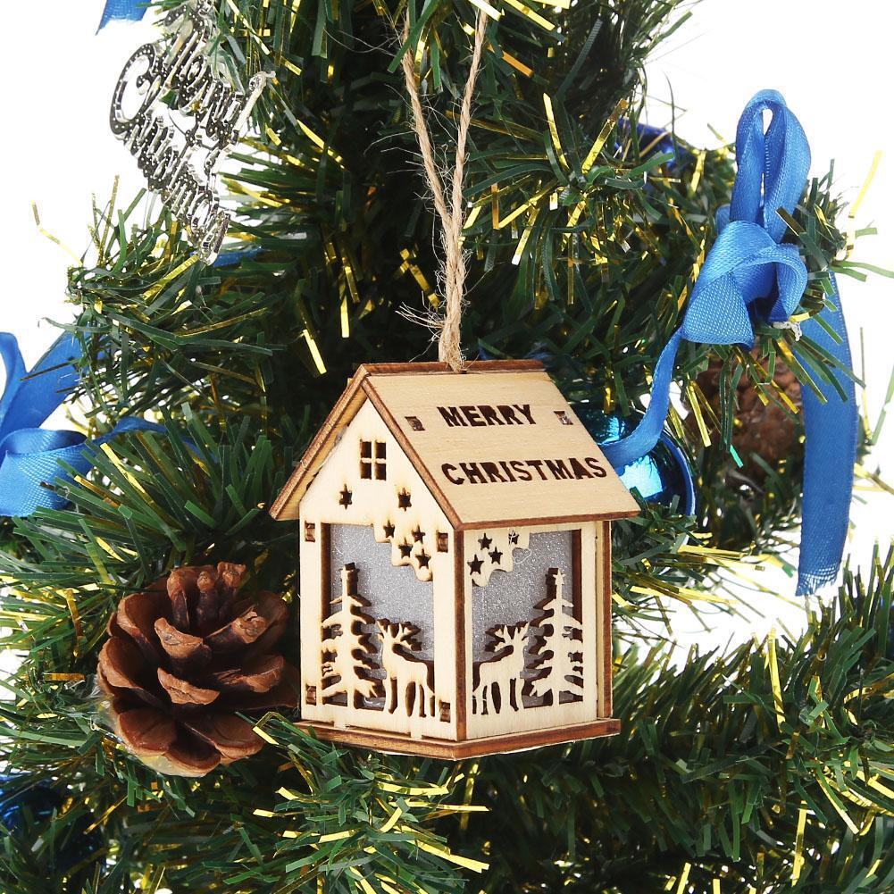 Cute Mini Wood Hollow House Christmas Light Tree Hanging Decor (Deer)