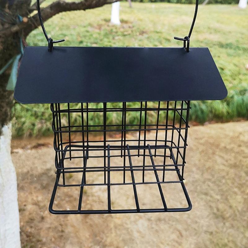 Suet Bird Feeder for Outside Suet Wild Bird Feeder with Hanging Metal Roof