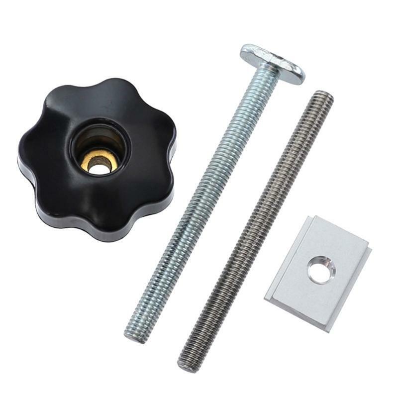 4Sets M8 Plum Hand Tighten Nuts Handle + M8 T-Track Slider Sliding Nut Screw Rod