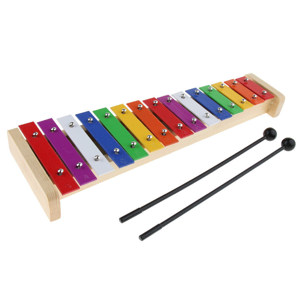 Wooden 15 Notes Xylophone  Percussion with Mallets for Children Music