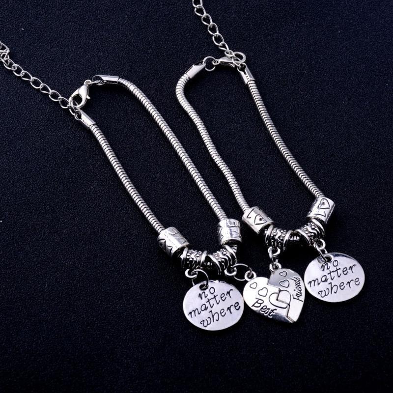 Love-shaped Best Friends Bracelets No Matter Where Bracelet Fashion Jewelry Gift