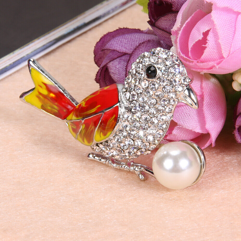 Fashion Diamond Enamel Forked Tail Parrot Brooch Corsage Clothing Ornaments