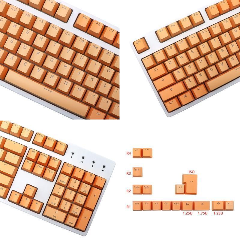 124-Key PBT OEM Keycaps Transparent Lettering Keys Double Shot Backlit Key Cap