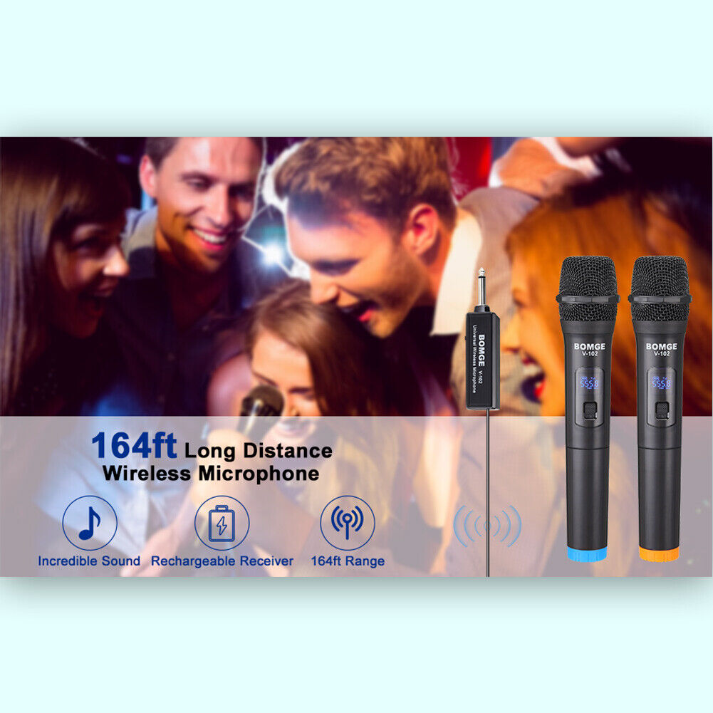 V-102 2pcs Wireless Microphone KTV Player Singing Speech Mic with Receiver