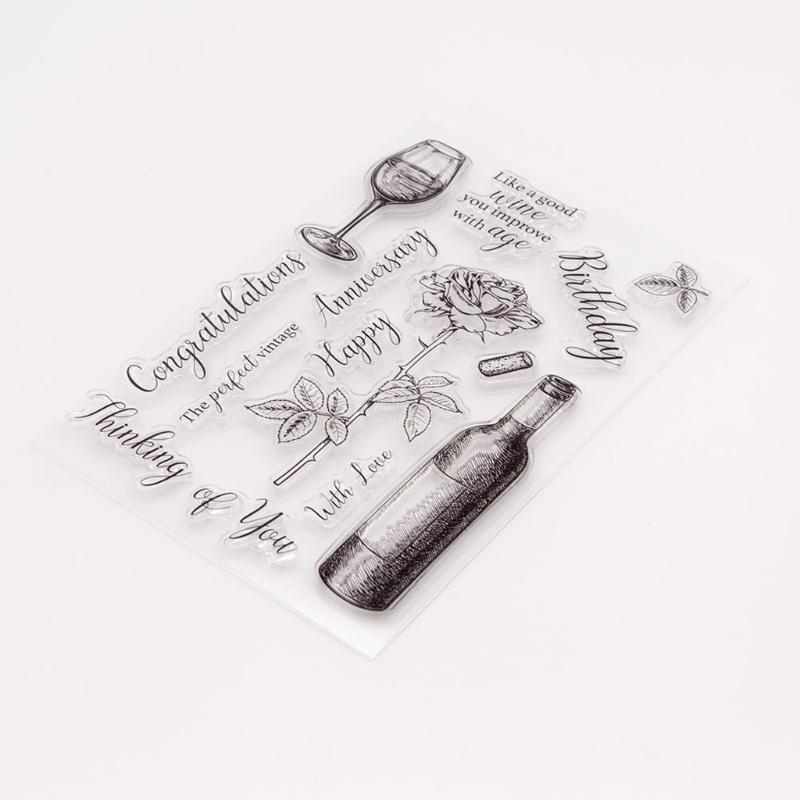 Elegant Red Wine Rose Clear Stamps for Card Making Decoration DIY Scrapbooking