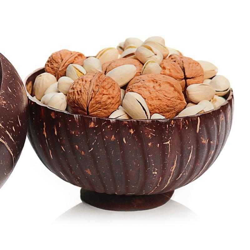 Carved Natural Coconut Bowl Creative Coconut Shell Fruit Salad Bowl