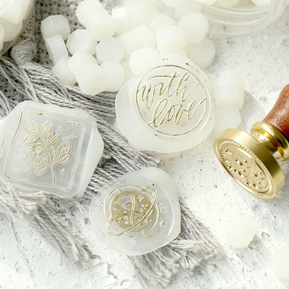 100pcs Octagon Sealing Wax Beads Seal Stamp Wax Pills White (Transparent)