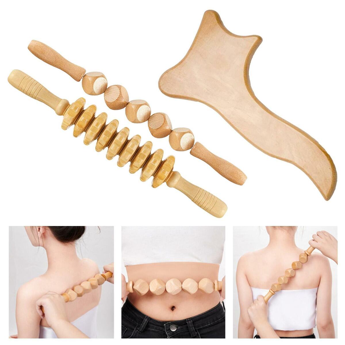 3Pcs Wooden Massage Tools  Roller Body  Sore Muscle