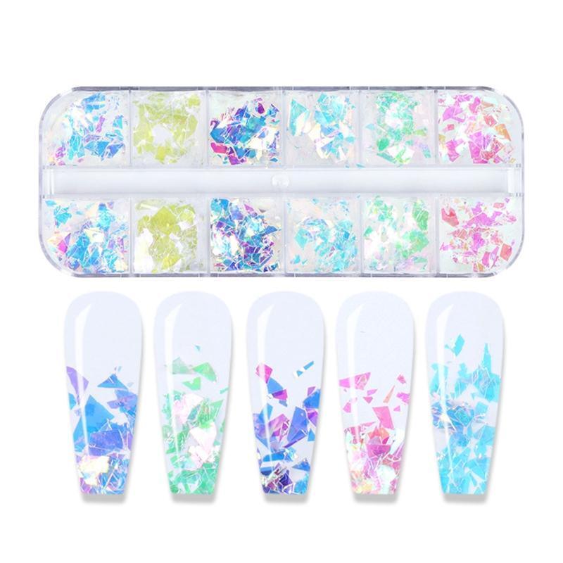 Nail Art Glitters Irregular Nail Sequin Colorful Glass Paper DIY Nail Art Decor
