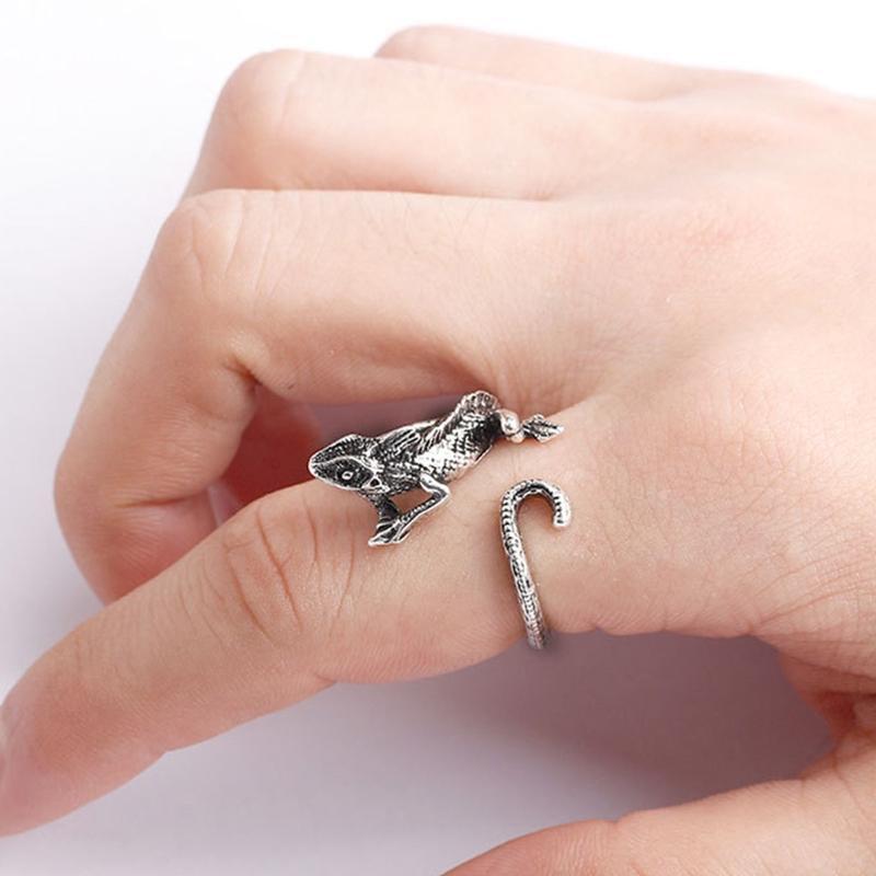 Ancient Metal Lizard Rings Men Rock Punk Biker Ring for Women Animal Jewelry