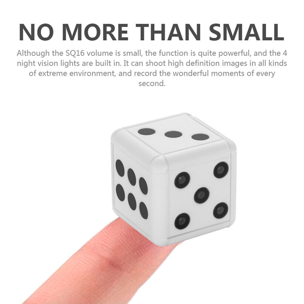 SQ16 Dice Shape Mini Camera 1080P Full HD Motion Detection Camera (White)