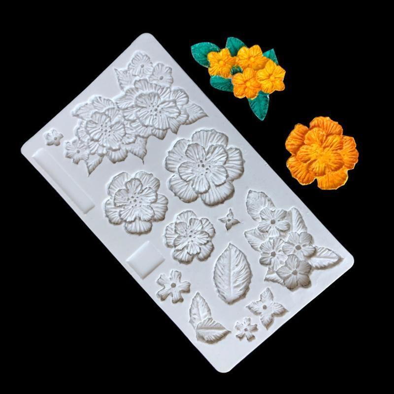 Mini Flowers & Leaves Mold Cake Decor Mold for Making Candy Candle Handmade Soap