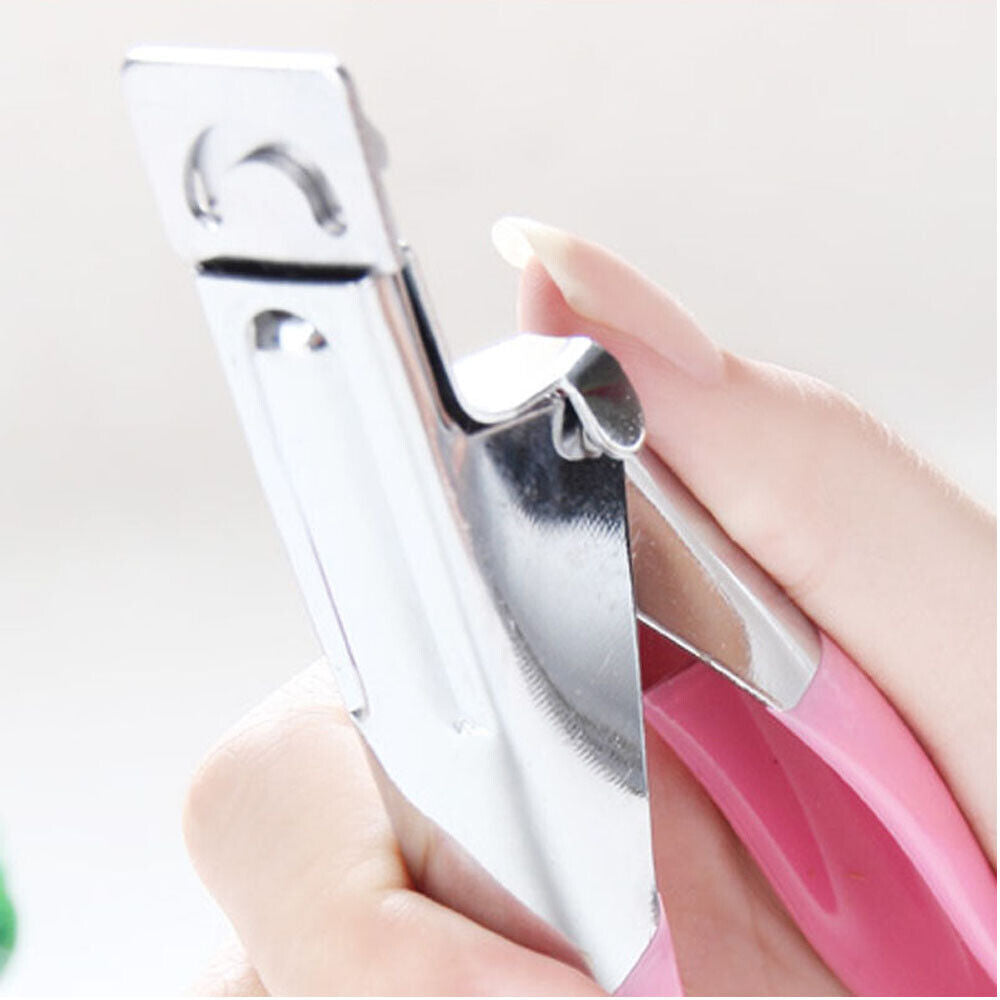 Home Pink Manicure Tips Cutter Acrylic False Nail Clipper Nail Scissors U Edge