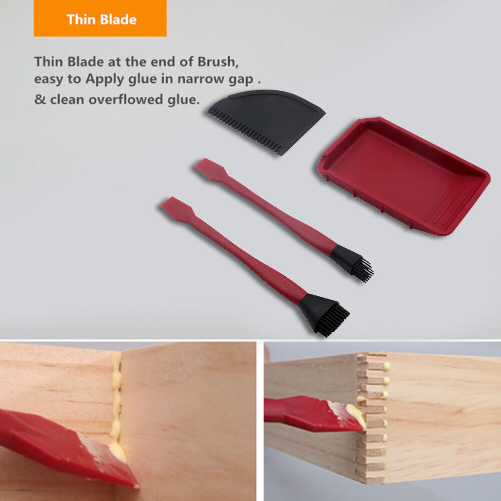 4pcs Woodworking Glue Tool Kit Brush Flat Scraper Glue Tray Wood Gluing Set