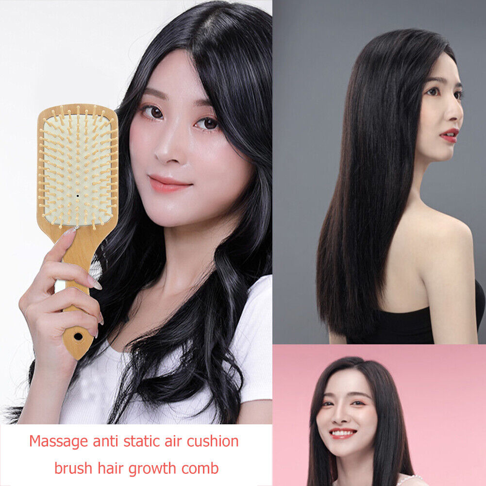 Wood Healthy Massage Anti-static Air Cushion Brush Hair Growth Comb (White)