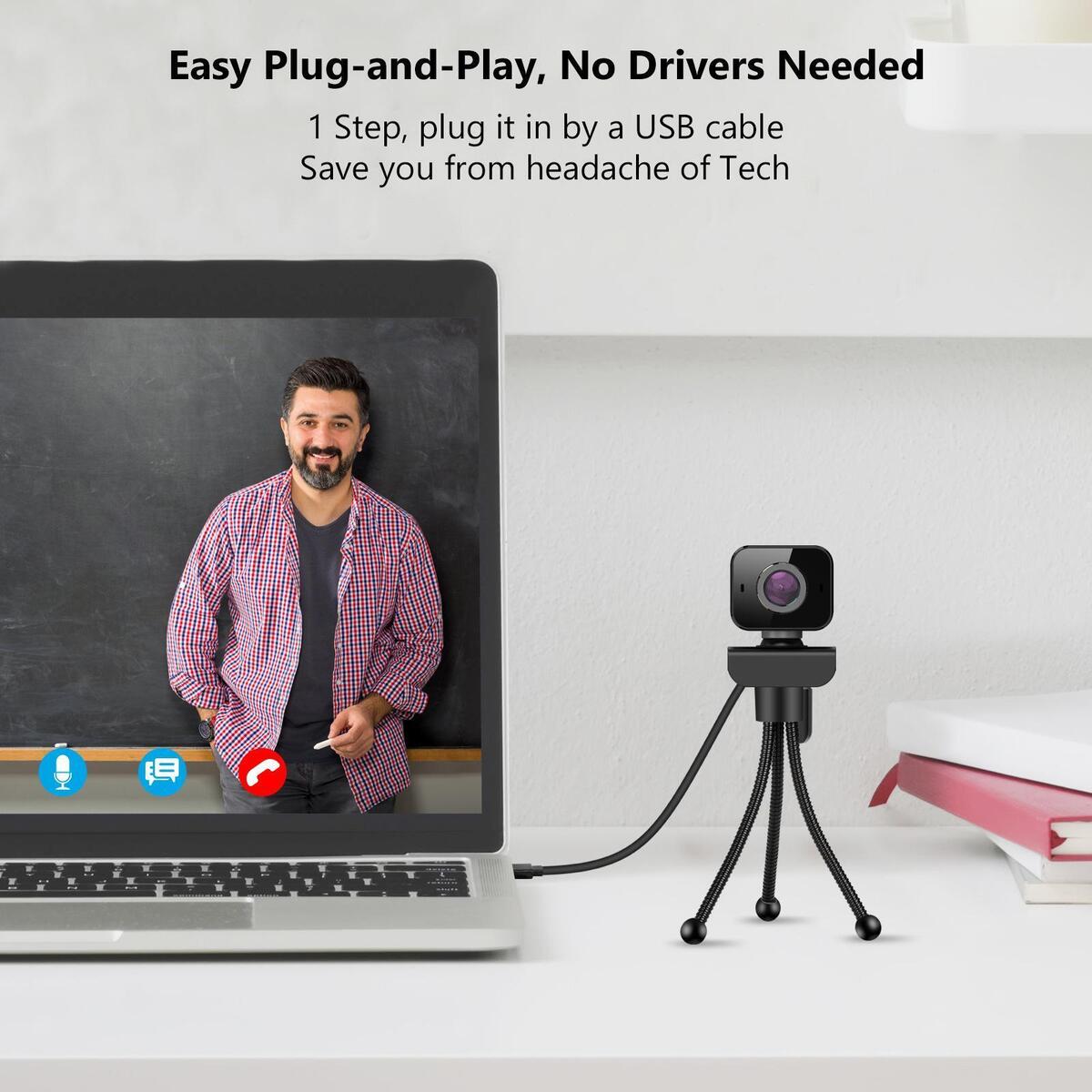 Portable 1080P Full HD USB Webcam Cameras for Conference Live Streaming Home
